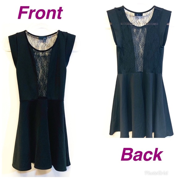 Sis Sis Little Black Fit n Flare Dress with Lace - Picture 3 of 7